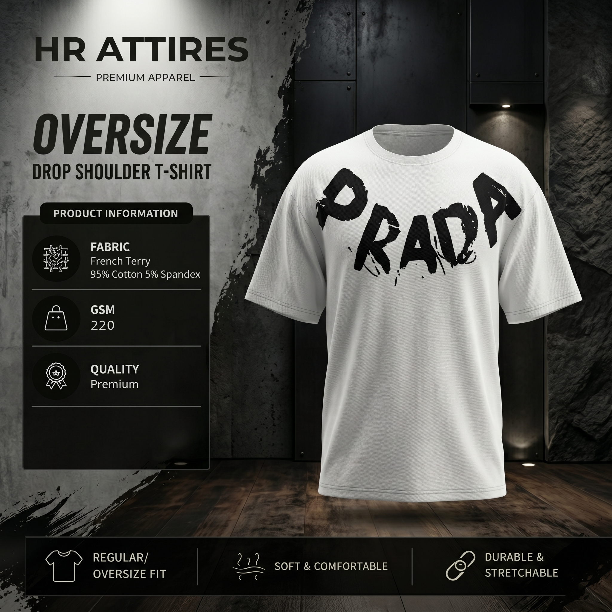 Gemini_Generated_Image_lhrquxlhrquxlhrq Prada White Drop Shoulder T-shirt - Image 1