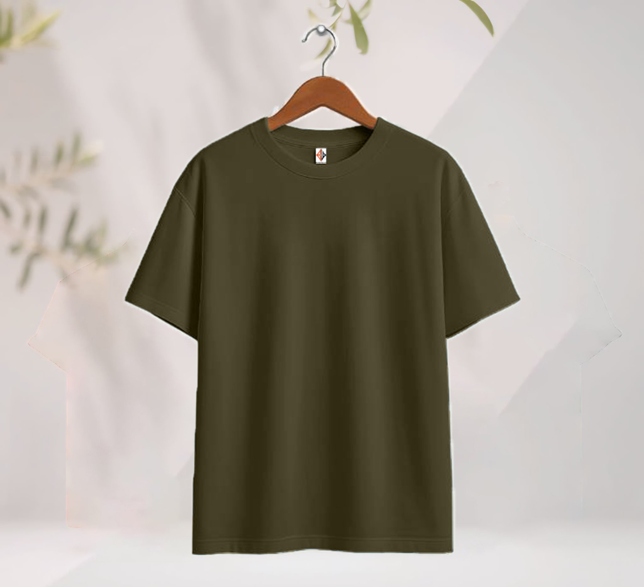 Olive Men’s Drop Shoulder Solid Olive colour T-shirt - Image 1